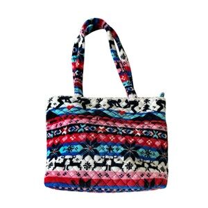 Vera Bradley Small Vera Tote bag in Nordic Stripe Multi fleece pattern
